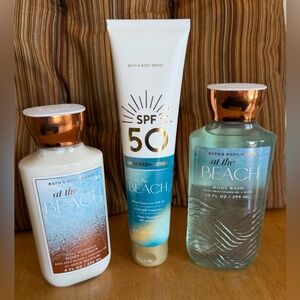 NEW:Bath&BodyWorks-At The Beach BodyWash(10oz), Lotion(8oz) &Sunscreen(6oz)-Trio